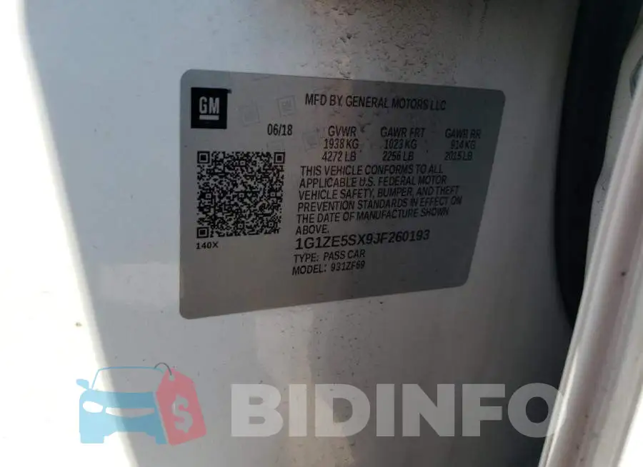 1G1ZE5SX9JF260193 Photo# 13