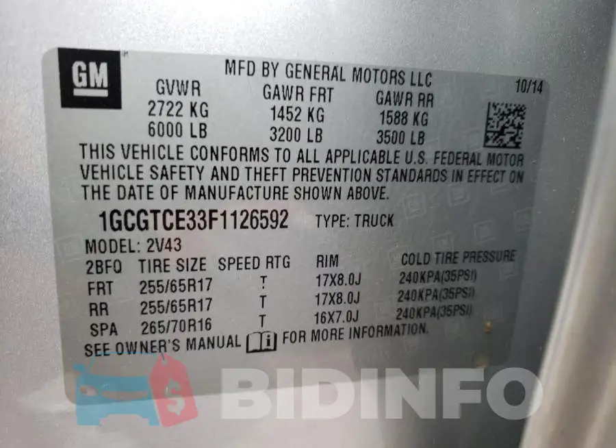 1GCGTCE33F1126592 Photo# 13