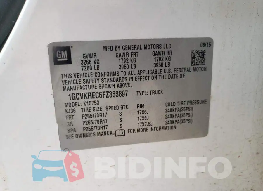 1GCVKREC6FZ363897 Photo# 12