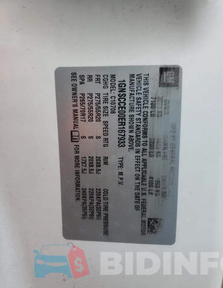 1GNSCCE00ER167933 Photo# 13