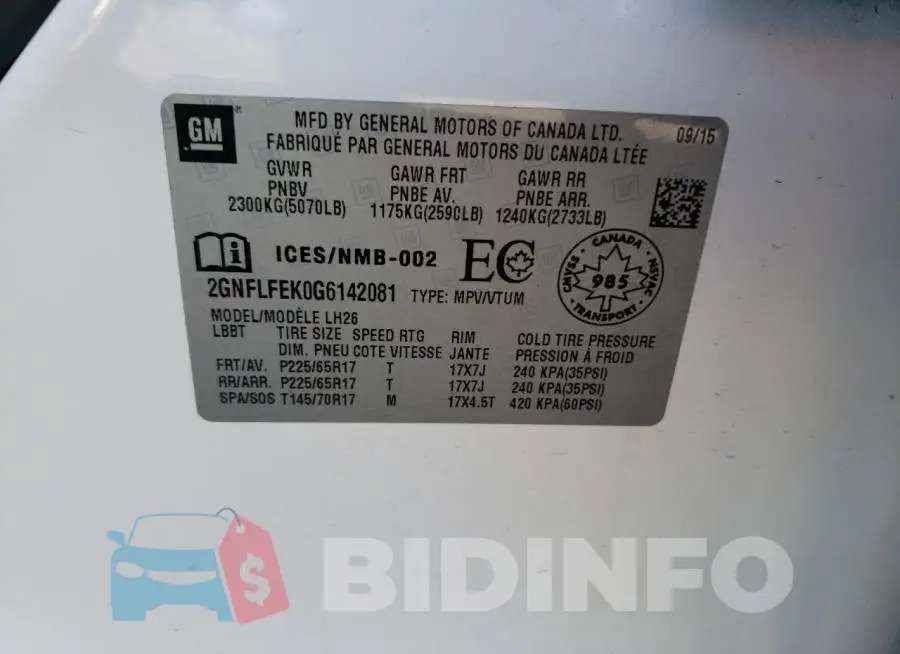 2GNFLFEK0G6142081 Photo# 13