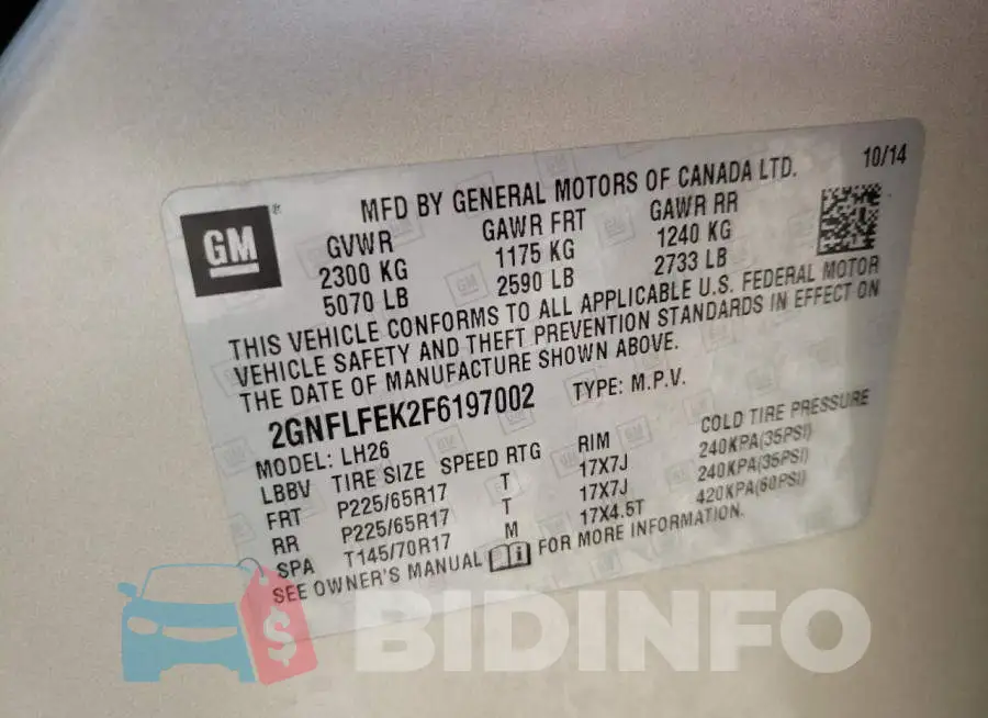 2GNFLFEK2F6197002 Photo# 12