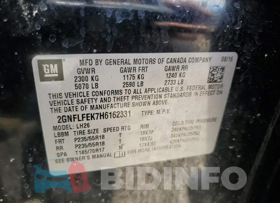 2GNFLFEK7H6162331 Photo# 12