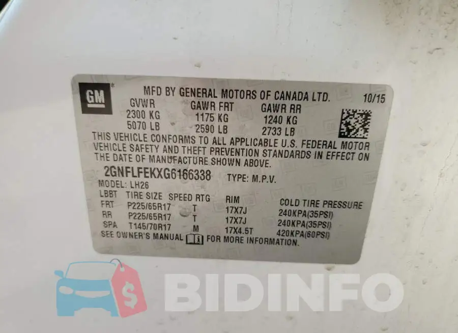 2GNFLFEKXG6166338 Photo# 13
