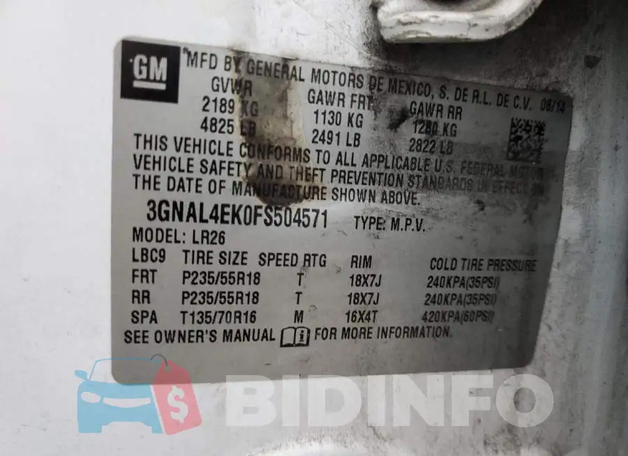 3GNAL4EK0FS504571 Photo# 13