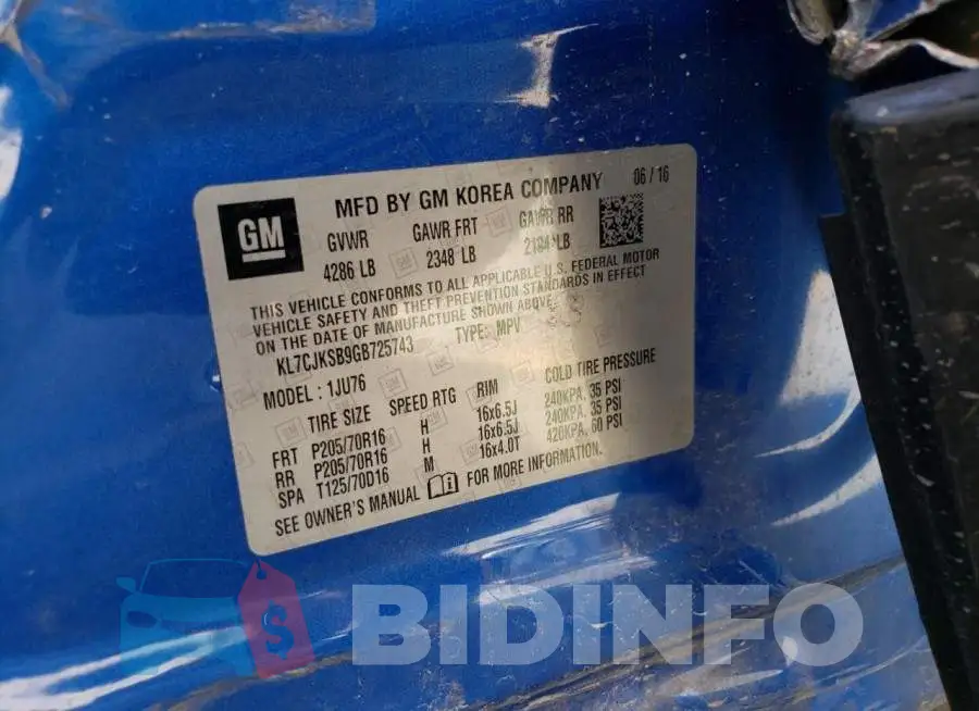 KL7CJKSB9GB725743 Photo# 13