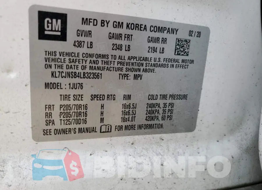 KL7CJNSB4LB323561 Photo# 13