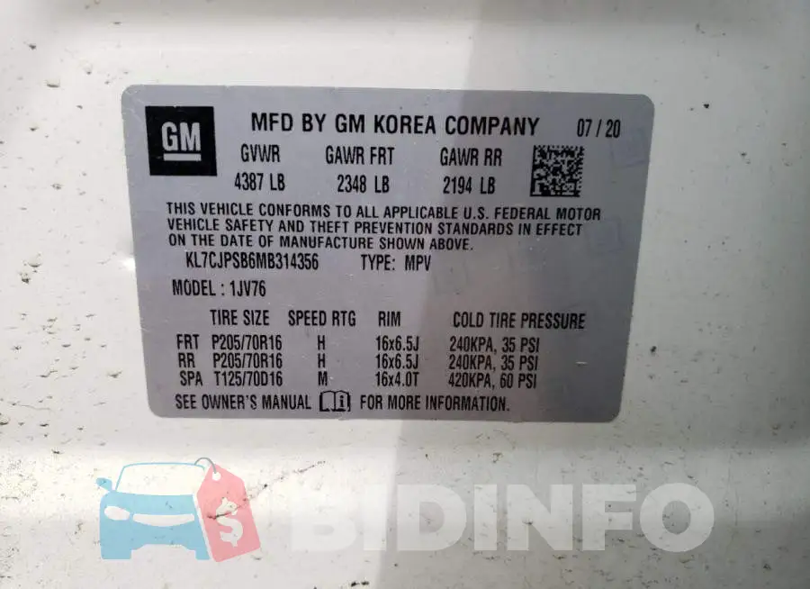 KL7CJPSB6MB314356 Photo# 13