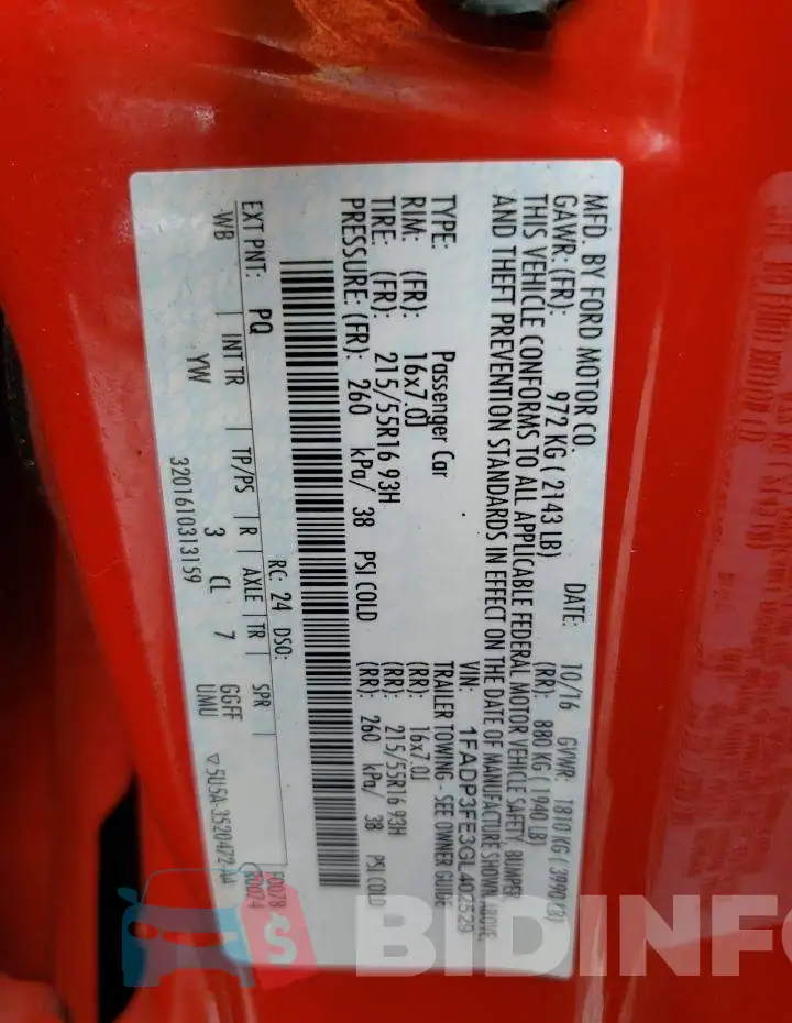 1FADP3FE3GL402529 Photo# 12