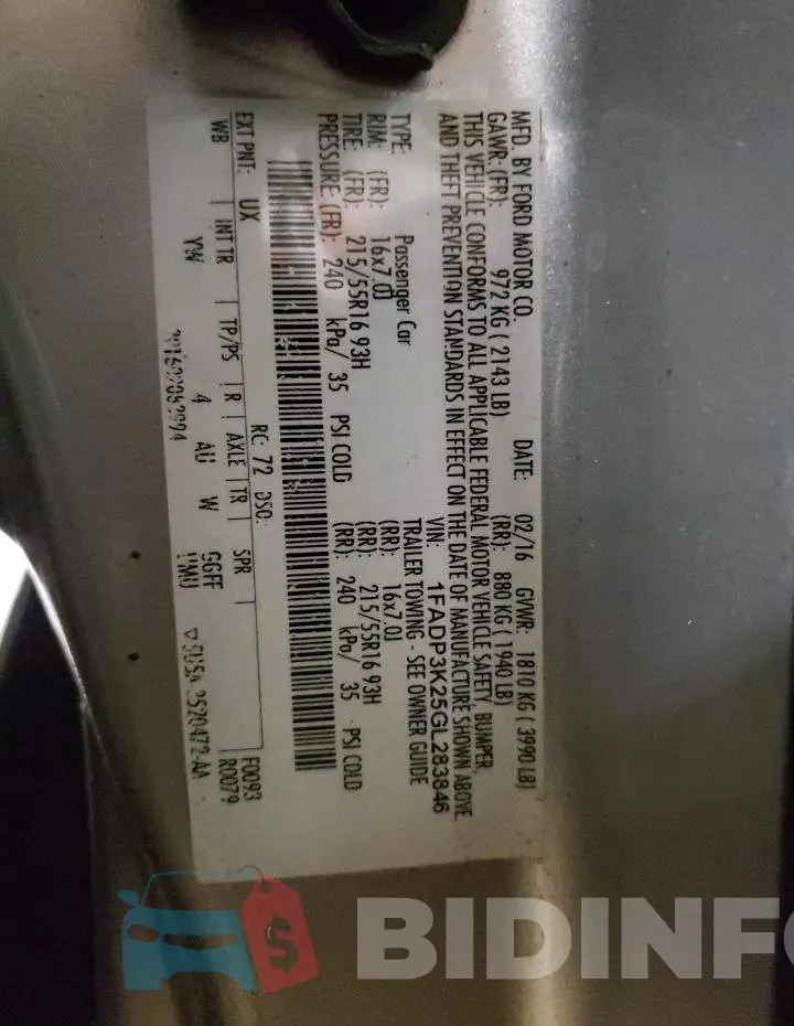 1FADP3K25GL283846 Photo# 13