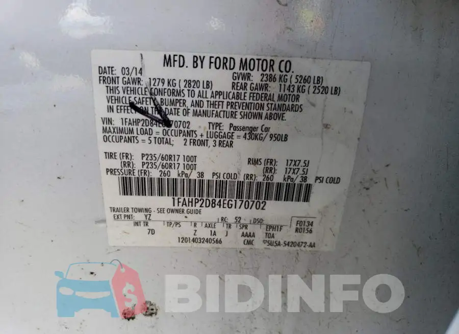1FAHP2D84EG170702 Photo# 12