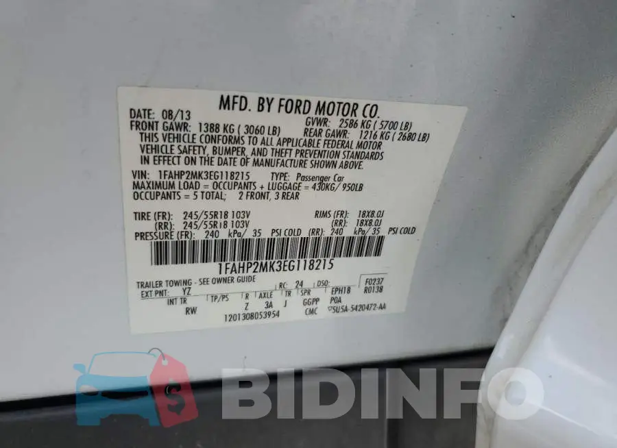 1FAHP2MK3EG118215 Photo# 12