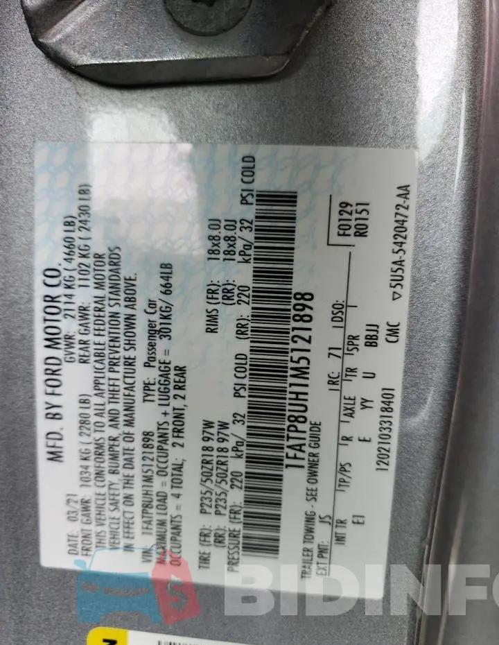 1FATP8UH1M5121898 Photo# 12