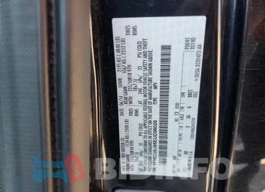 1FMCU9J95EUD98028 Photo# 13