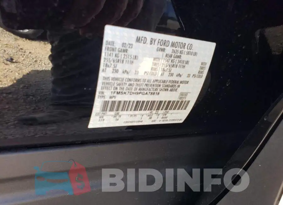 1FMSK7DH9PGA78818 Photo# 13