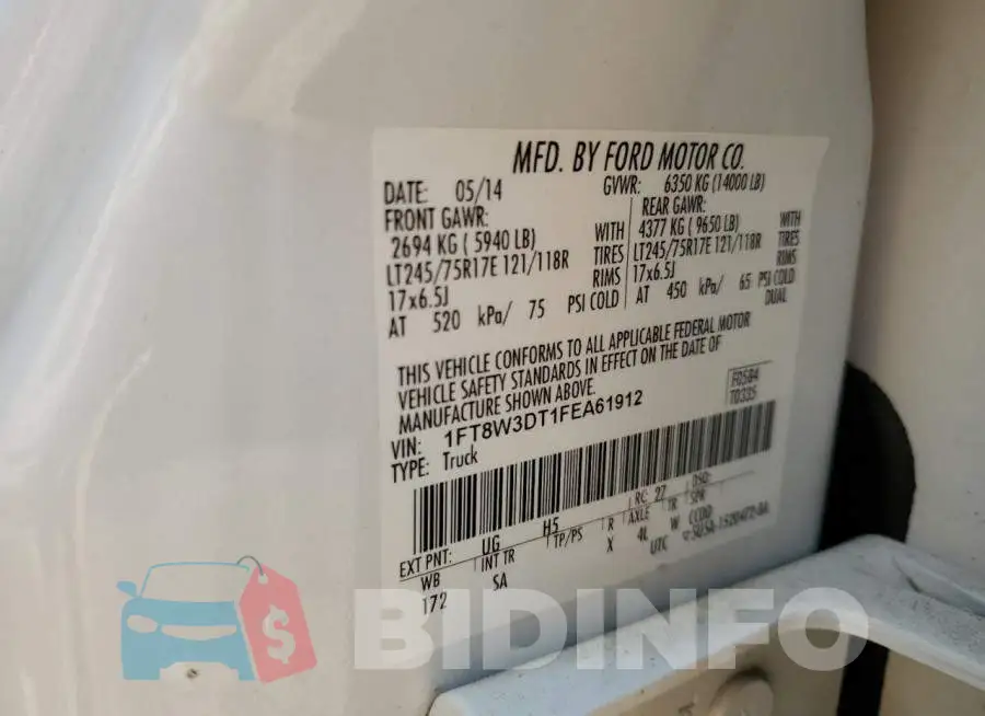 1FT8W3DT1FEA61912 Photo# 12