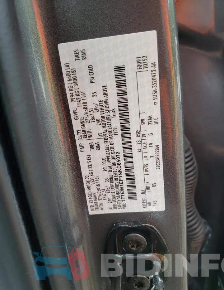 1FTEW1EP1NKD65072 Photo# 12