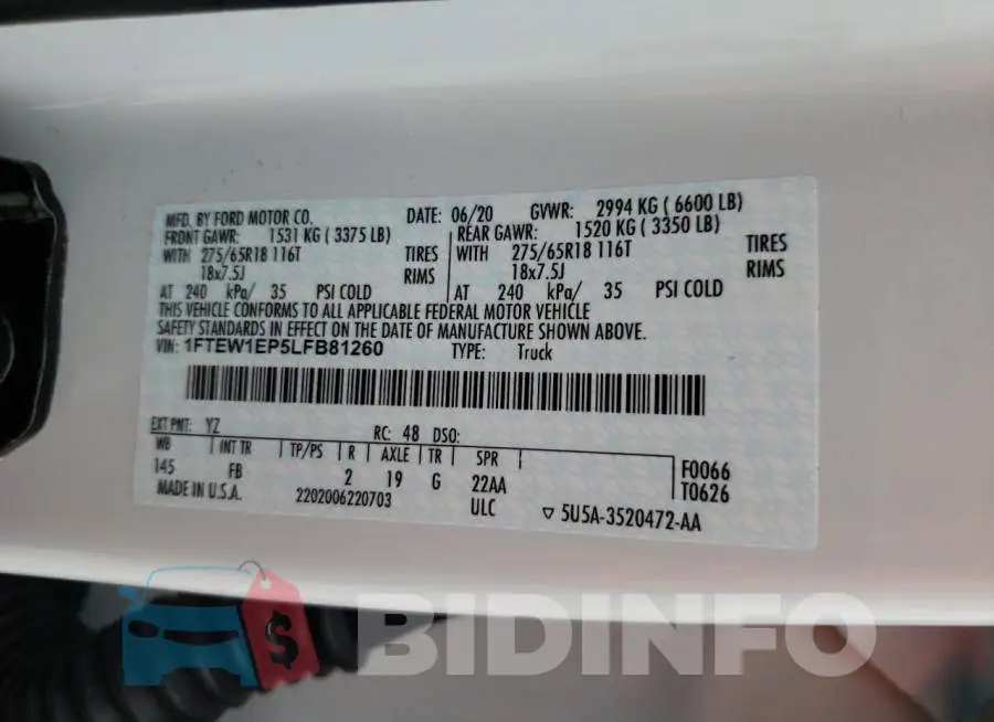 1FTEW1EP5LFB81260 Photo# 12