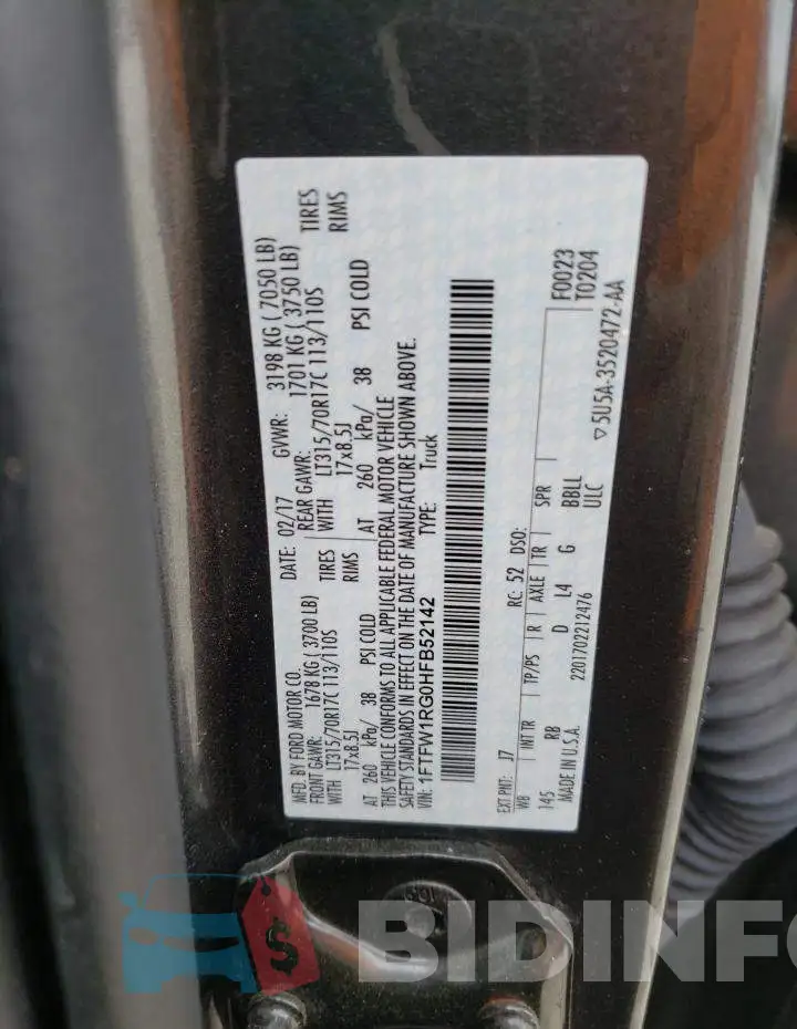 1FTFW1RG0HFB52142 Photo# 13