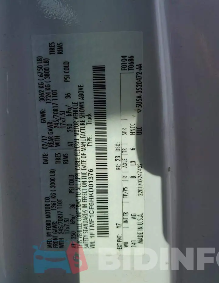 1FTMF1CF6HKD01376 Photo# 13