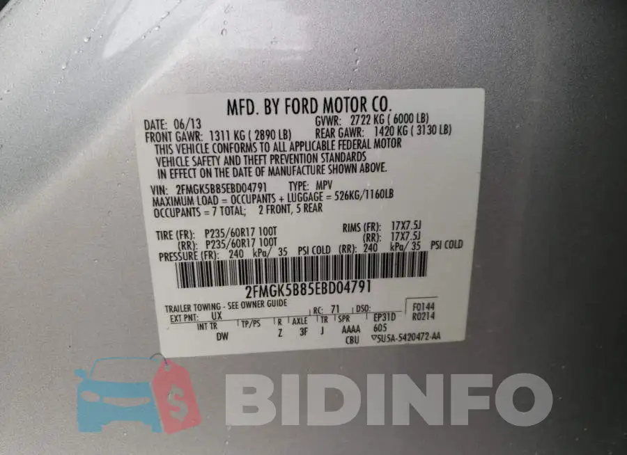 2FMGK5B85EBD04791 Photo# 13