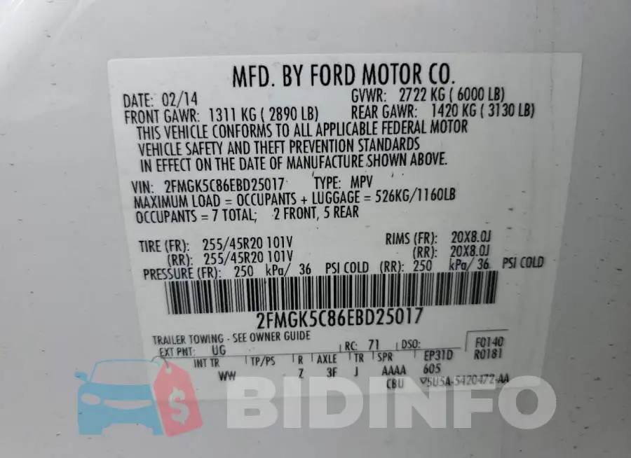 2FMGK5C86EBD25017 Photo# 14