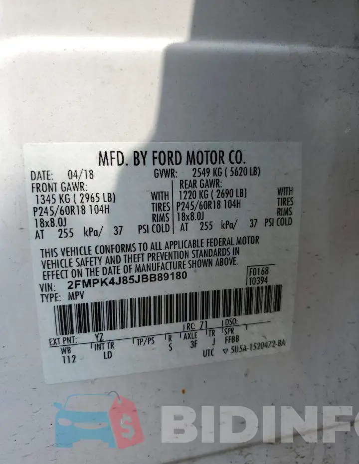2FMPK4J85JBB89180 Photo# 12