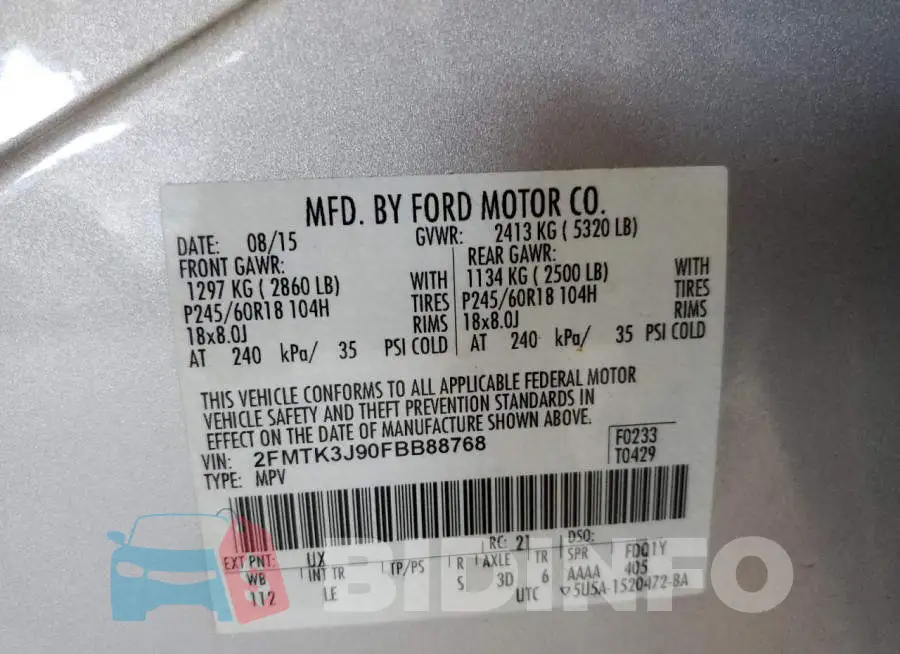 2FMTK3J90FBB88768 Photo# 13