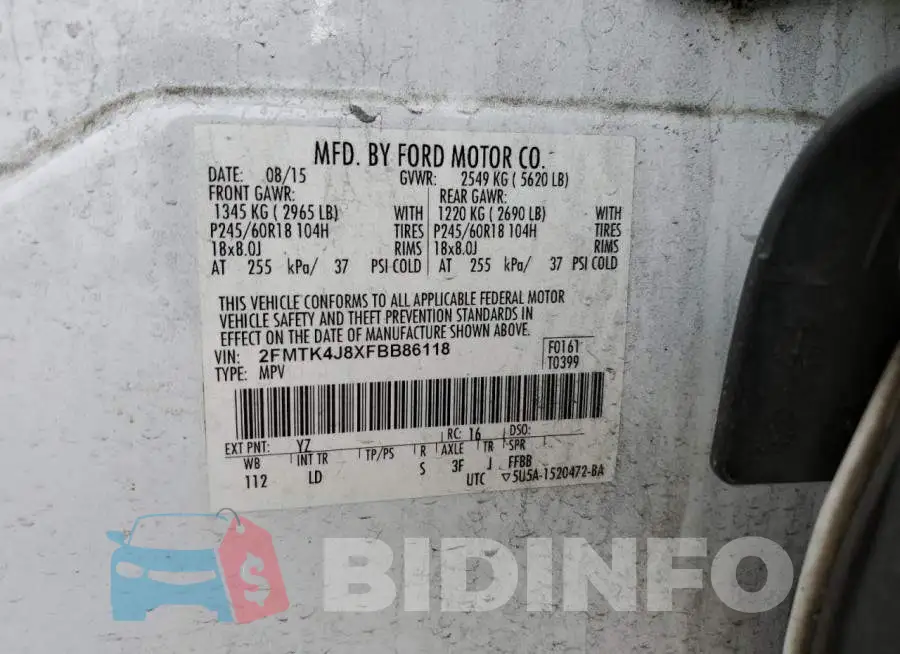 2FMTK4J8XFBB86118 Photo# 14