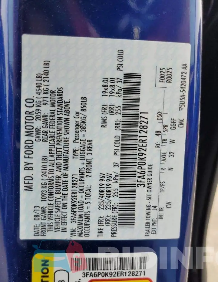 3FA6P0K92ER128271 Photo# 12