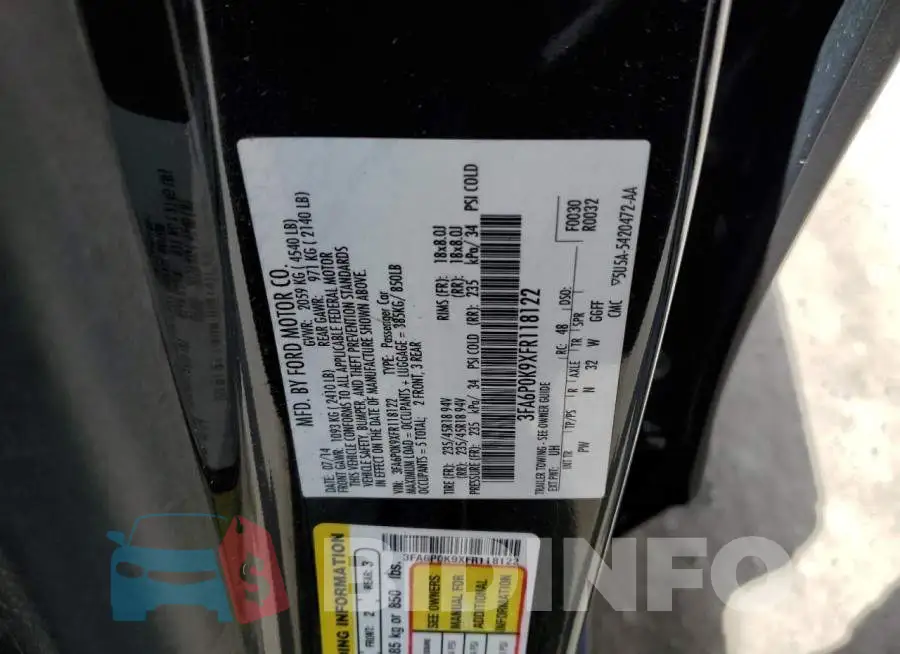 3FA6P0K9XFR118122 Photo# 12
