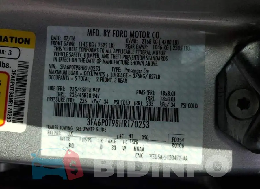 3FA6P0T98HR170253 Photo# 12