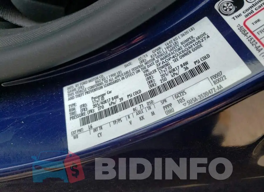 3FADP4GX6GM105274 Photo# 13