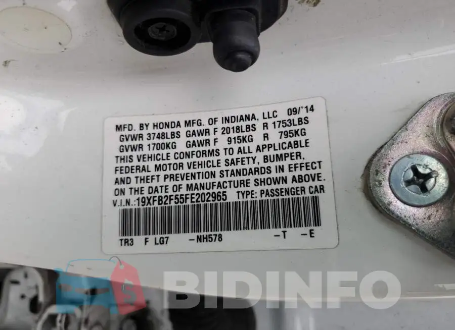 19XFB2F55FE202965 Photo# 13