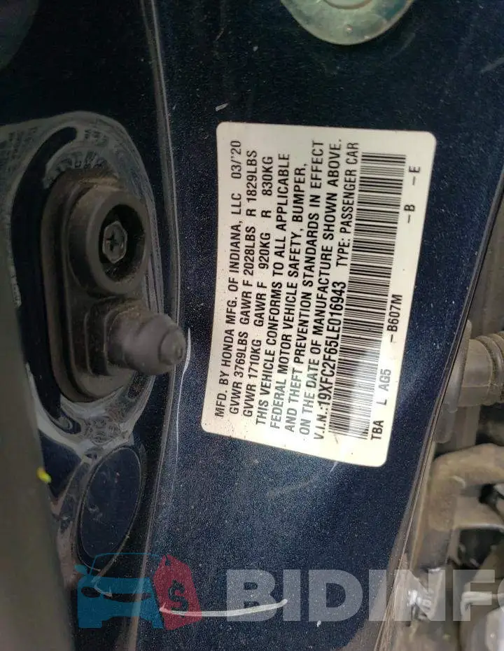 19XFC2F65LE016943 Photo# 12