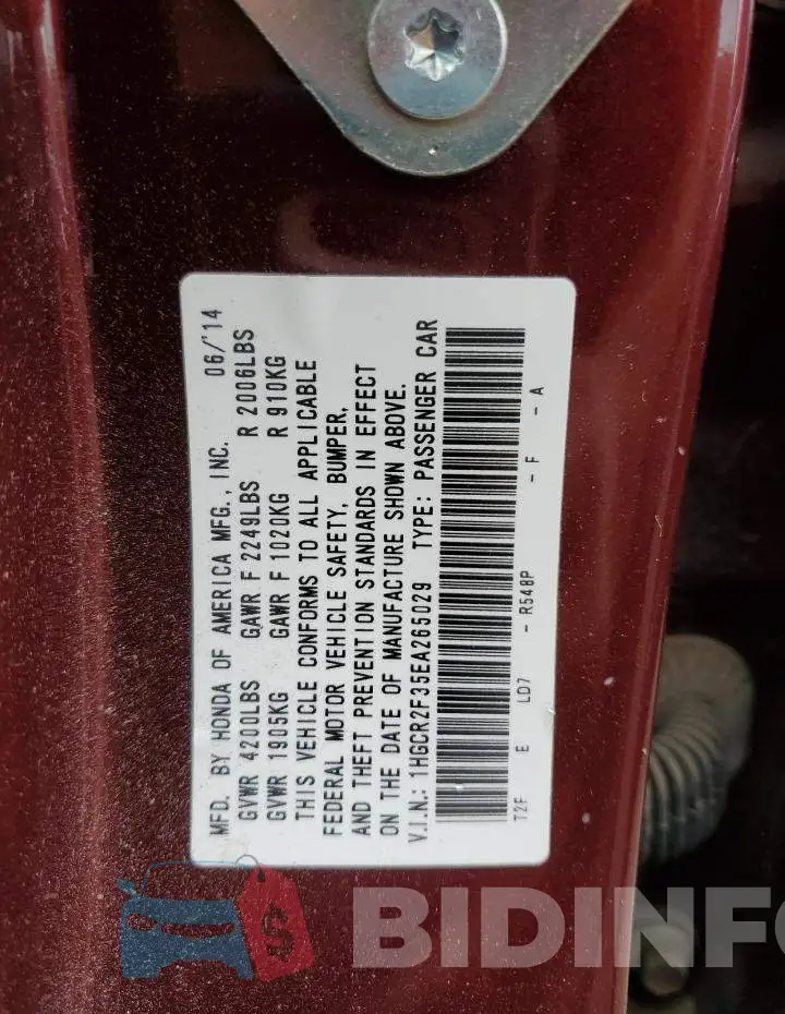 1HGCR2F35EA265029 Photo# 13