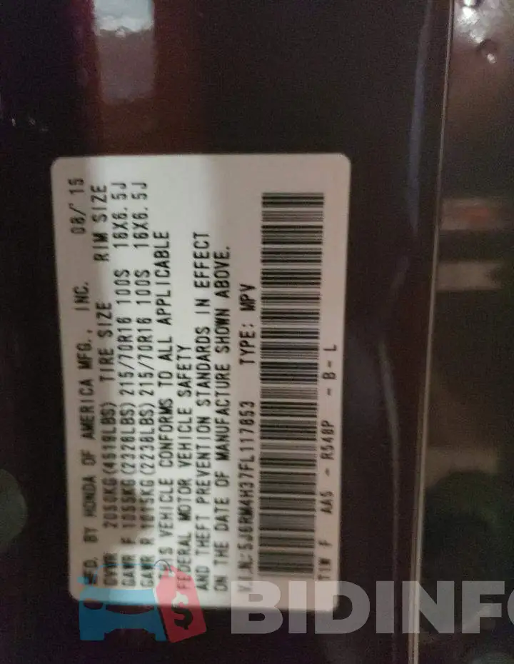 5J6RM4H37FL117853 Photo# 13