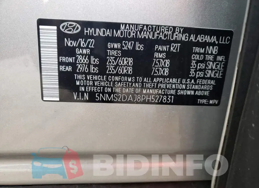 5NMS2DAJ8PH527831 Photo# 13