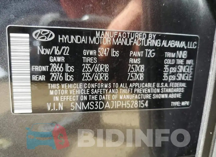5NMS3DAJ1PH528154 Photo# 14