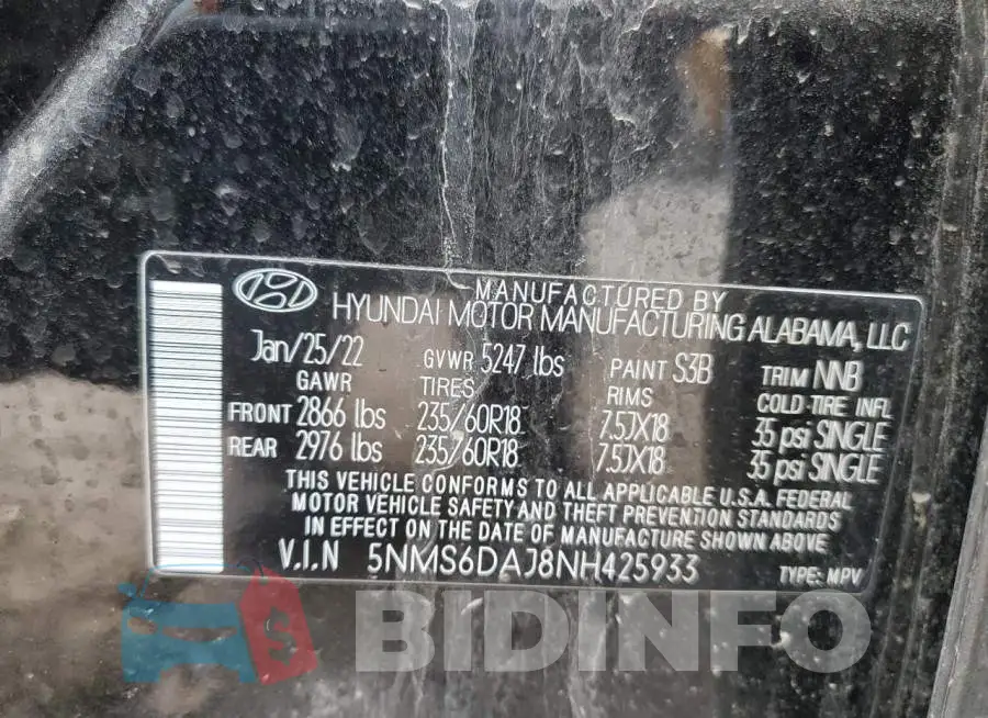 5NMS6DAJ8NH425933 Photo# 12