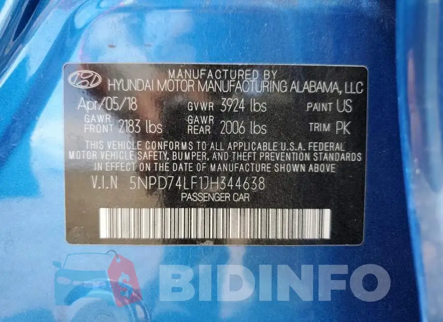 5NPD74LF1JH344638 Photo# 13