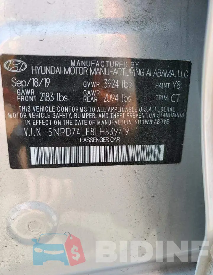 5NPD74LF8LH539719 Photo# 12