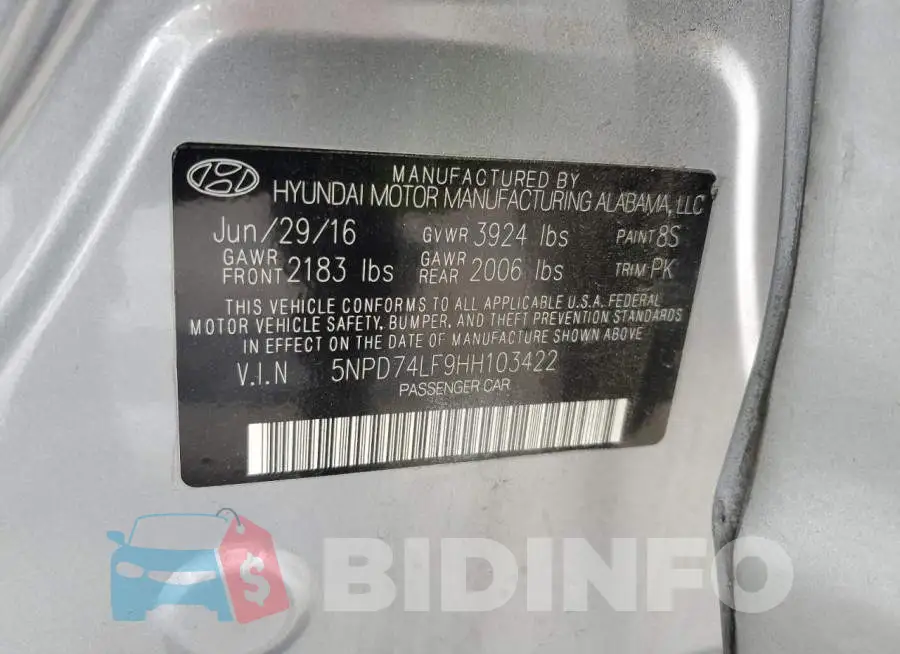 5NPD74LF9HH103422 Photo# 12
