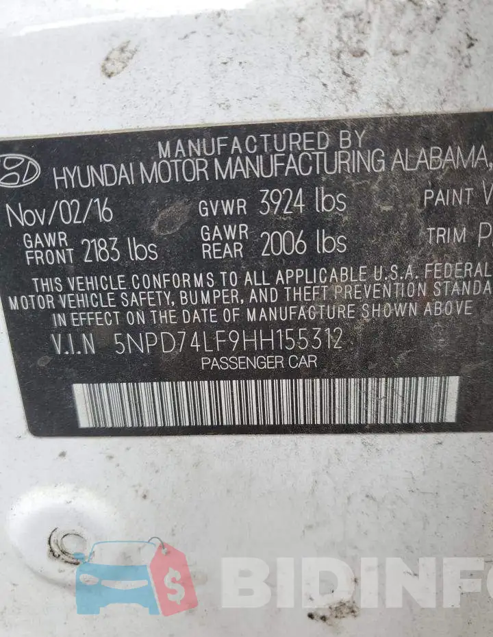5NPD74LF9HH155312 Photo# 12