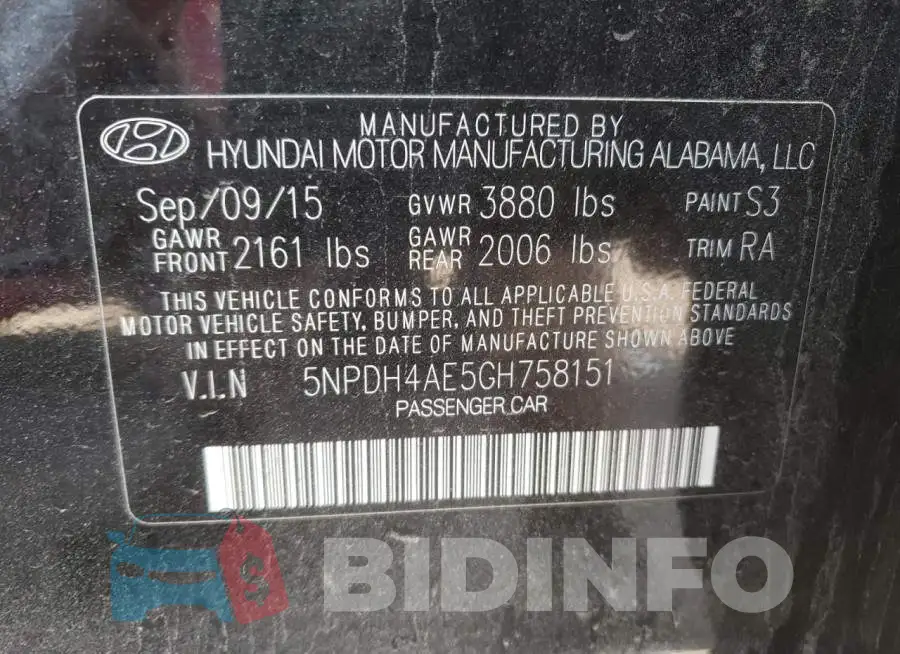 5NPDH4AE5GH758151 Photo# 12