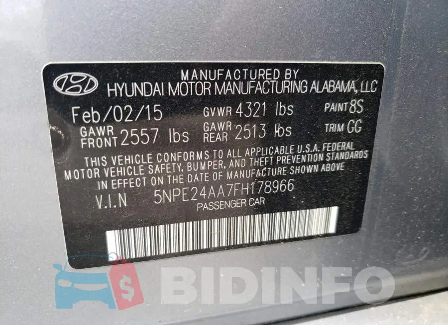 5NPE24AA7FH178966 Photo# 12