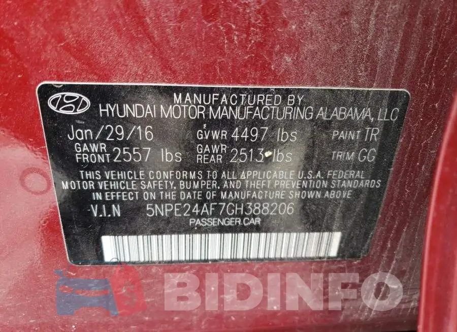 5NPE24AF7GH388206 Photo# 12