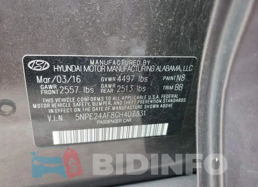 5NPE24AF8GH407331 Photo# 12