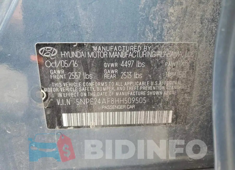 5NPE24AF8HH509505 Photo# 13