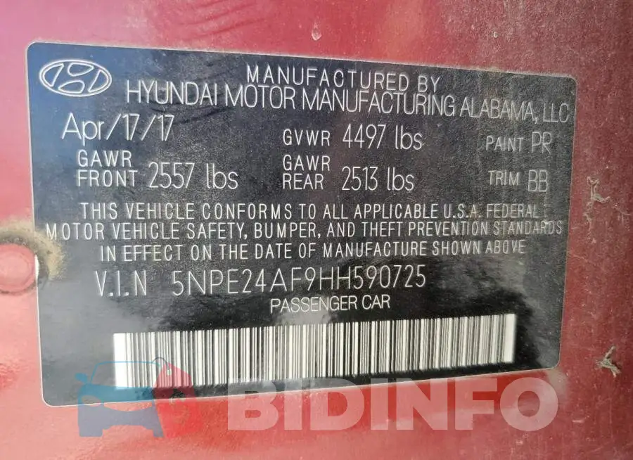 5NPE24AF9HH590725 Photo# 12